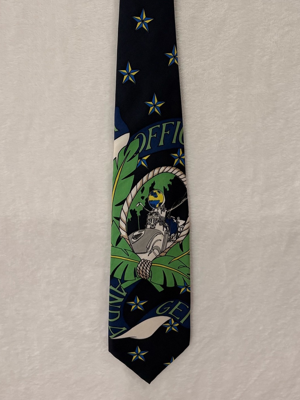 🏍️ Vintage Iceberg Italy Silk Necktie Official Gentleman Motorcycle Novelty Tie